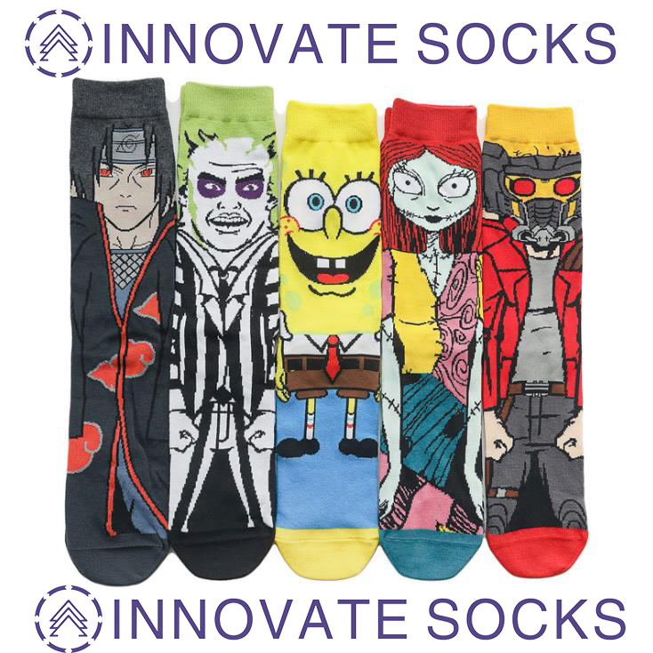 Cartoon Personality Socks Anime Trend Character Mid-crew socks