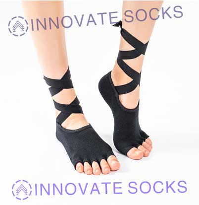 Open Toe Non Slip Pilates Barre Fitness Yoga Socks-2<!--[