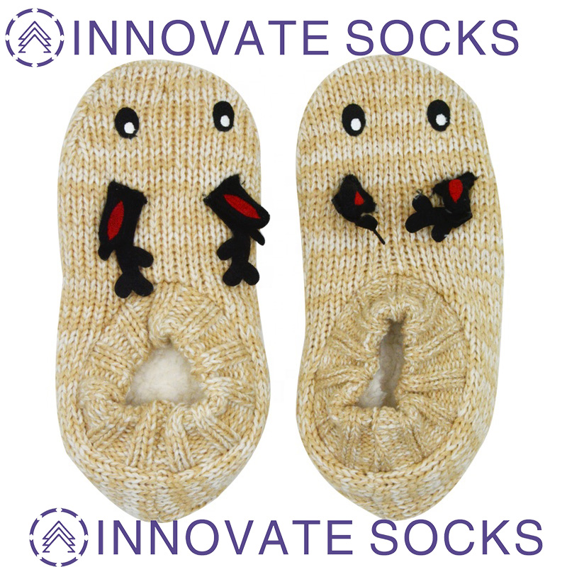 Knitted Indoor Shoes With 3D Ears Fuzzy Cozy Sock
