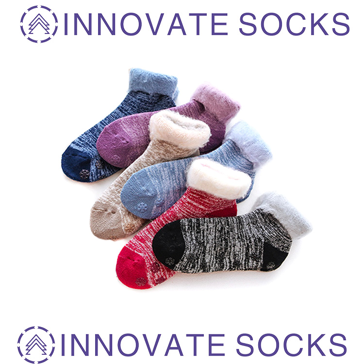 Anti-slip Breathable Colorful Fuzzy Winter Floor Cut Ankle Women Socks