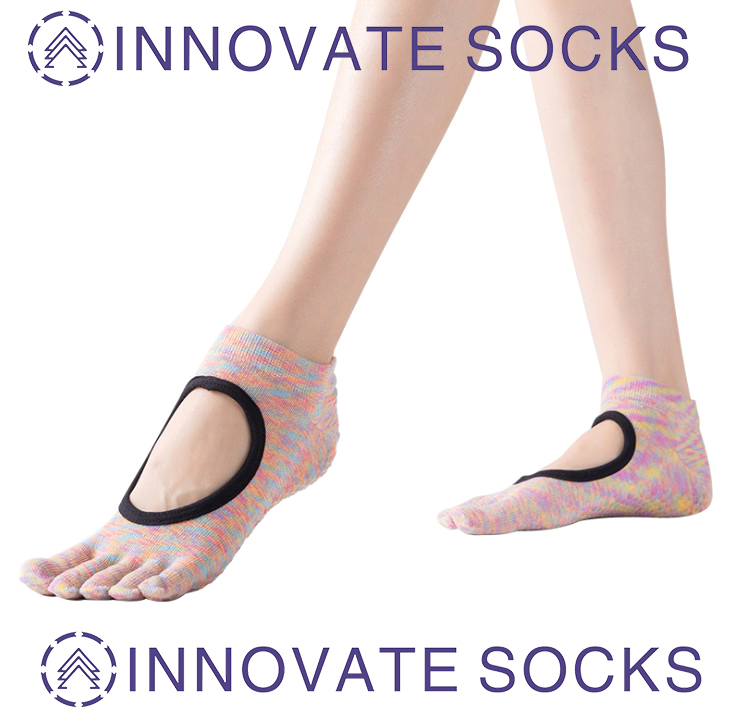 Custom Yoga Socks Non Slip Skid Toe Grips Pilates Barre Fashion Socks