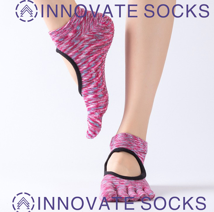 Custom Yoga Socks Non Slip Skid Toe Grips Pilates Barre Fashion Socks
