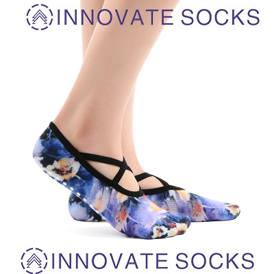 Non-Slip Printed Yoga Socks With Cross Belt Ballet Dance Socks