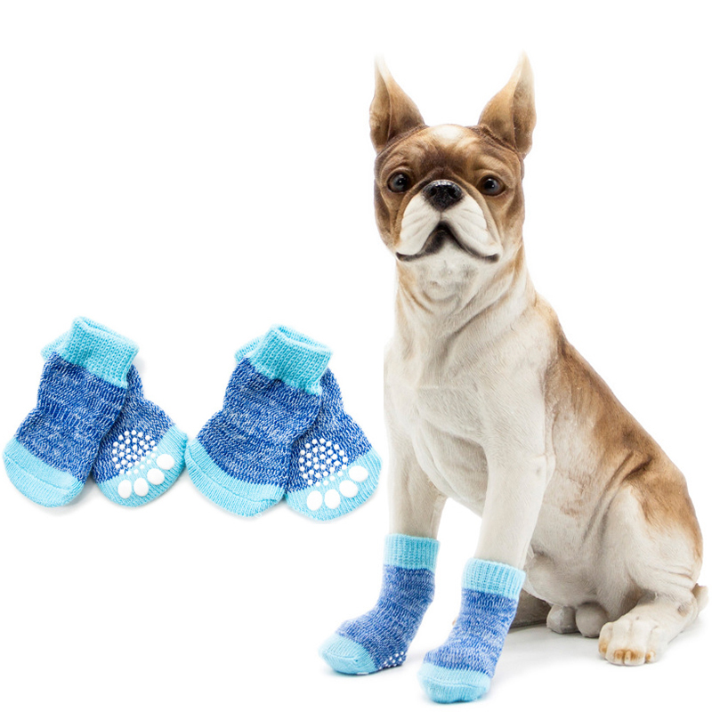 Breathable Non-Slip Knitted Paw Print Pet Dogs Socks for Daily Life