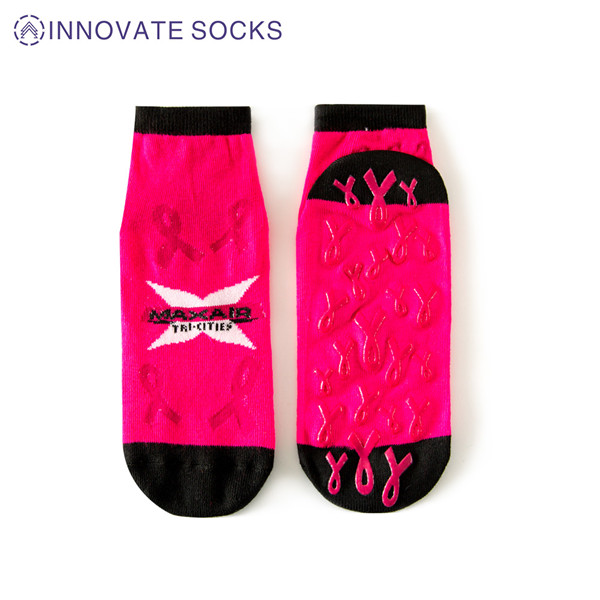 maxair pink ankle anti skid grip trampoline park sock